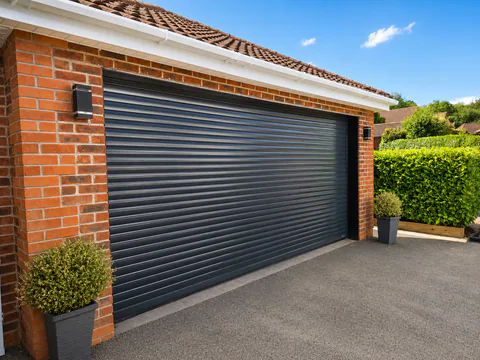 Anthracite double-width roller garage door