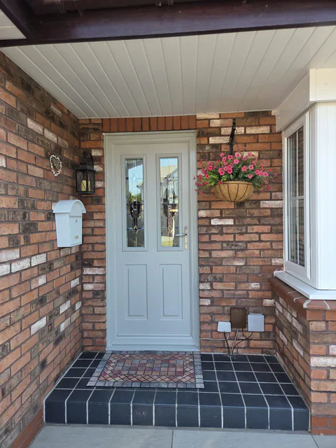 French grey composite entrance door installation